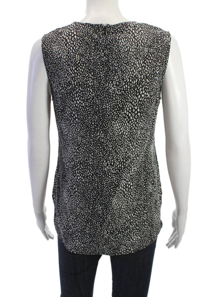 Equipment Femme Women Silk Leopard Sleeveless Crewneck Blouse Petite Size XS