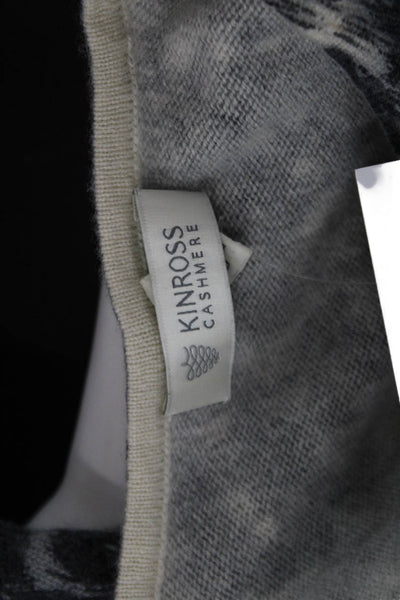 Kinross Cashmere Womens Gray Leopard Print Pullover Sweater Size L