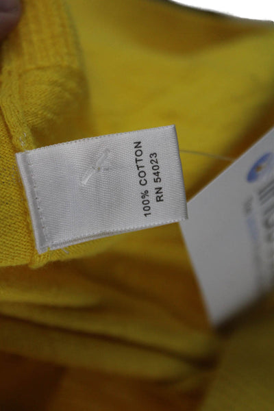Banana Republic Women Yellow V-Neck Short-Sleeve Button Cotton Cardigan Size S