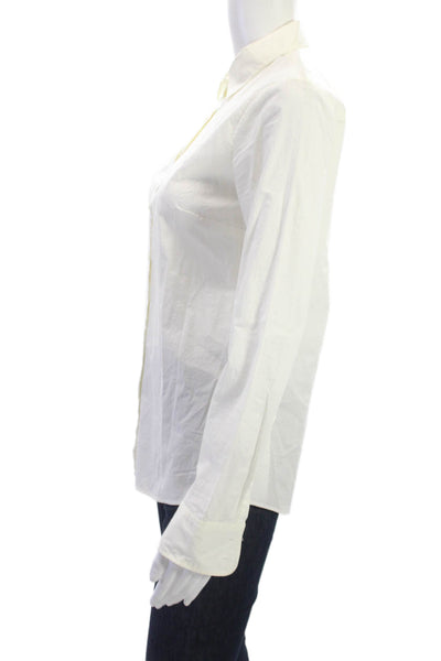 J Crew Women White Cotton Collared Button-Up Long Sleeve Basic Top Size 0