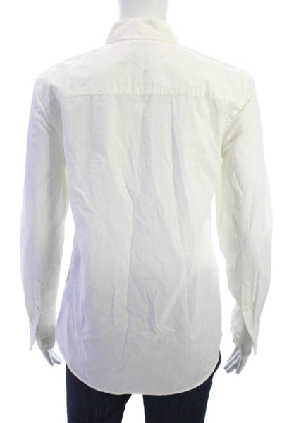 J Crew Women White Cotton Collared Button-Up Long Sleeve Basic Top Size 0