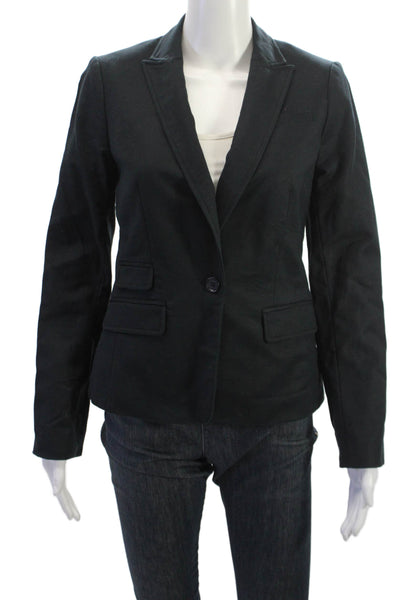 Banana Republic Womens Black Collared Blazer Long Sleeve Cotton Blend Size 0
