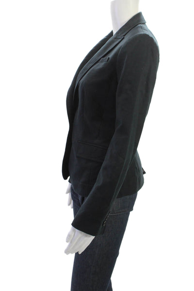 Banana Republic Womens Black Collared Blazer Long Sleeve Cotton Blend Size 0
