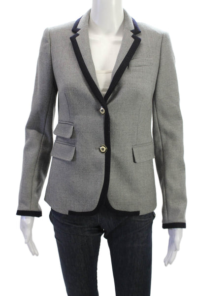 J Crew Women Gray Collared Button Blazer Long Sleeve Classic Size 0