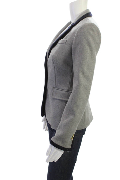 J Crew Women Gray Collared Button Blazer Long Sleeve Classic Size 0