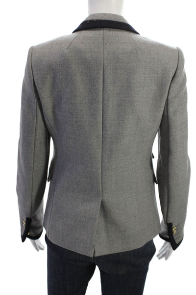 J Crew Women Gray Collared Button Blazer Long Sleeve Classic Size 0