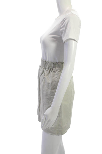 J Crew Womens A-Line Mini Skirt Beige Linen Cotton Size 0