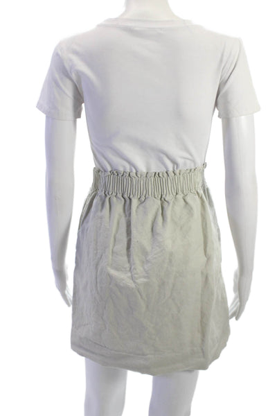J Crew Womens A-Line Mini Skirt Beige Linen Cotton Size 0