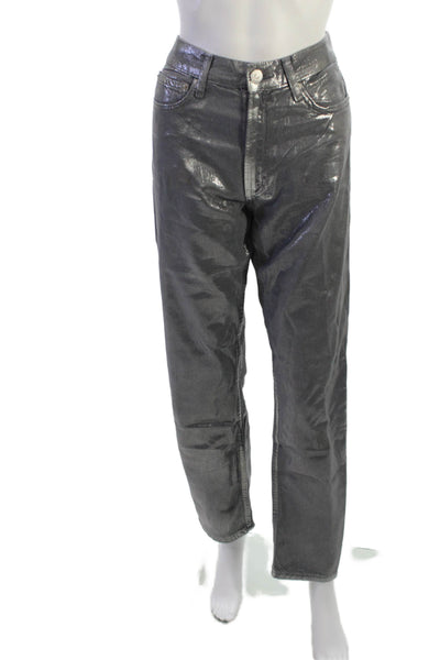 Zara Womens High Rise Dark Gray Cotton Lyocell Pants Size 4