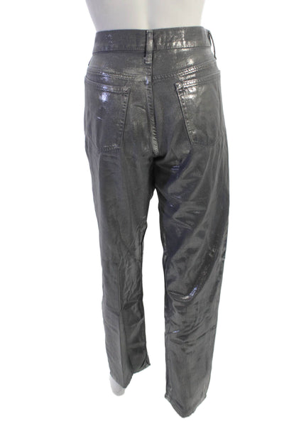 Zara Womens High Rise Dark Gray Cotton Lyocell Pants Size 4