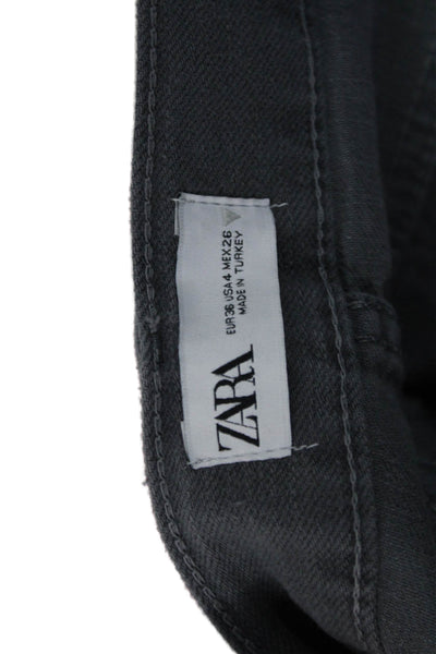 Zara Womens High Rise Dark Gray Cotton Lyocell Pants Size 4