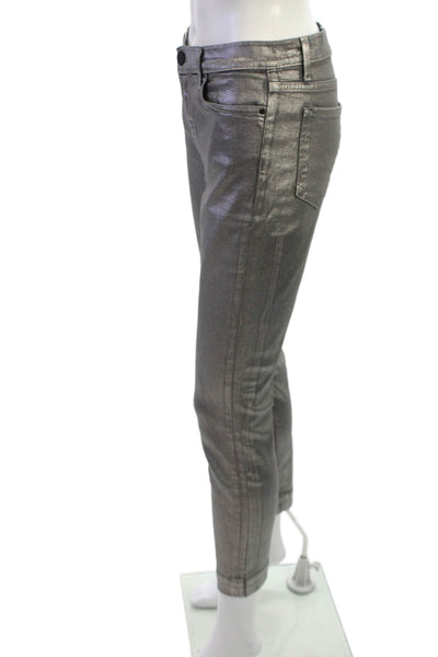 Pinko Women Skinny Cropped Ankle Jeans Dark Gray Mid Rise Button Size 29