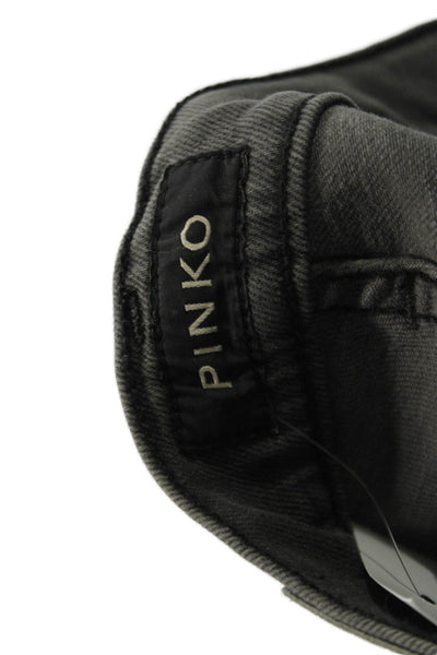 Pinko Women Skinny Cropped Ankle Jeans Dark Gray Mid Rise Button Size 29