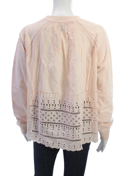 J Crew Womens Pullover Sweatshirt Beige 100% Cotton Long Sleeve Boho Size M