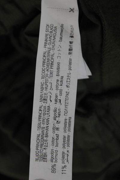 Zara Women Pullover Sweatshirts Army Green Crew Neck Long Sleeve Size M