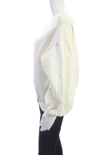 Boohoo Women Pullover Sweatshirt White 100% Cotton Long Sleeve Size 10