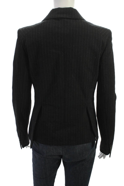 Piazza Sempione Women Black Striped Collared Blazer Long Sleeve Size 42