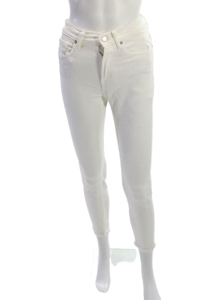 Everlane Womens White Ankle Skinny Jeans Button Mid Rise Cotton Stretch Size 24