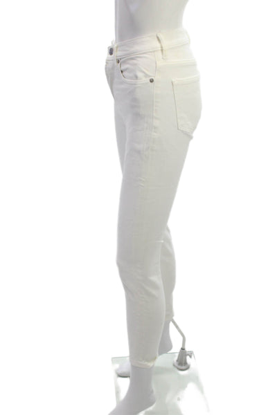 Everlane Womens White Ankle Skinny Jeans Button Mid Rise Cotton Stretch Size 24