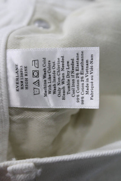 Everlane Womens White Ankle Skinny Jeans Button Mid Rise Cotton Stretch Size 24