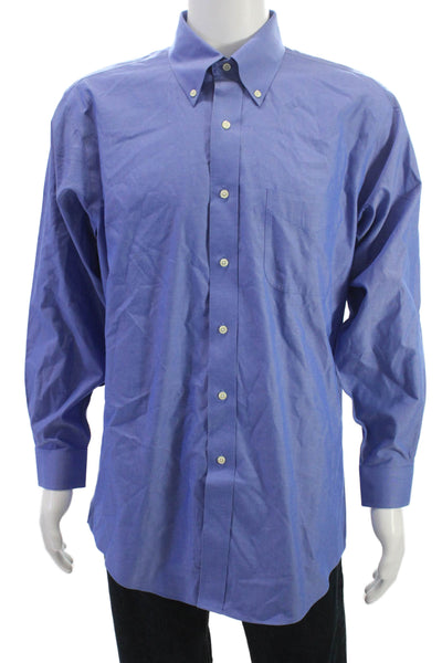 Brooks Brothers Mens Cotton Collared Pocketed Button Down Shirt Blue Size 16.5