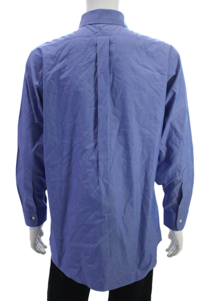 Brooks Brothers Mens Cotton Collared Pocketed Button Down Shirt Blue Size 16.5