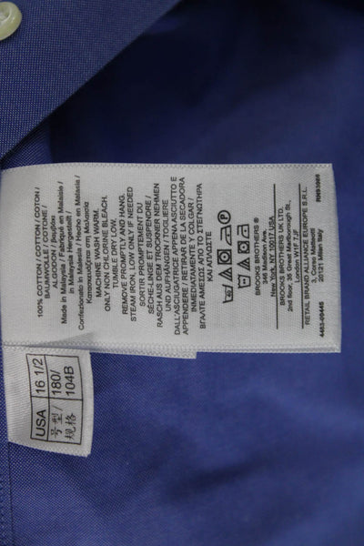 Brooks Brothers Mens Cotton Collared Pocketed Button Down Shirt Blue Size 16.5