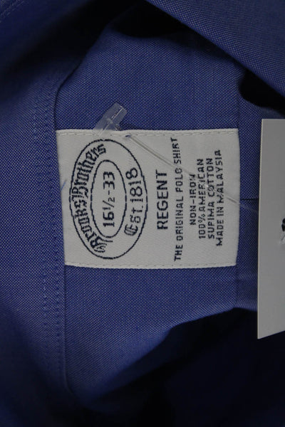 Brooks Brothers Mens Cotton Collared Pocketed Button Down Shirt Blue Size 16.5