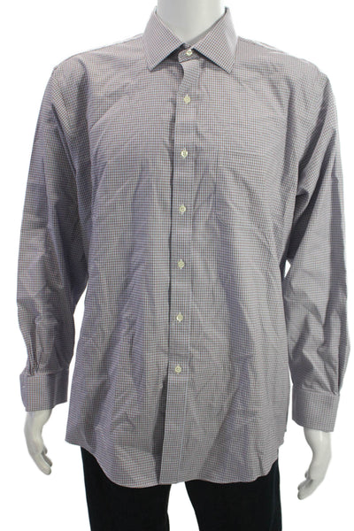 Brooks Brothers Womens Cotton Geometric Print Button Down Shirt Blue Size 17