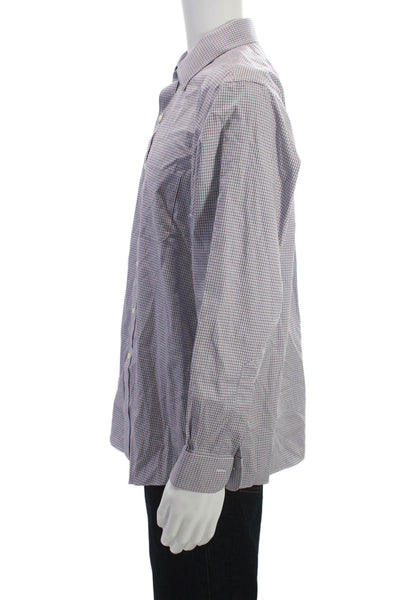 Brooks Brothers Womens Cotton Geometric Print Button Down Shirt Blue Size 17