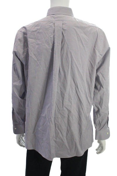 Brooks Brothers Womens Cotton Geometric Print Button Down Shirt Blue Size 17