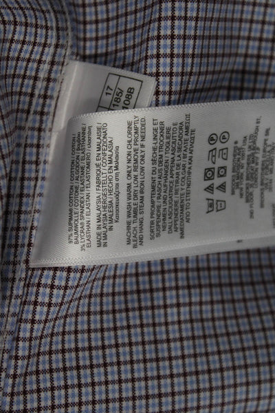 Brooks Brothers Womens Cotton Geometric Print Button Down Shirt Blue Size 17