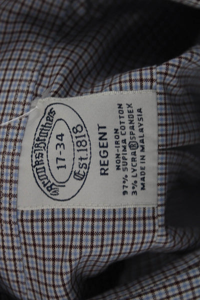 Brooks Brothers Womens Cotton Geometric Print Button Down Shirt Blue Size 17