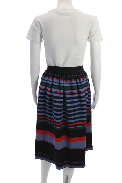 Zara Women A-Line Pleated Black Striped Polyester Skirt Knee Length Size XS