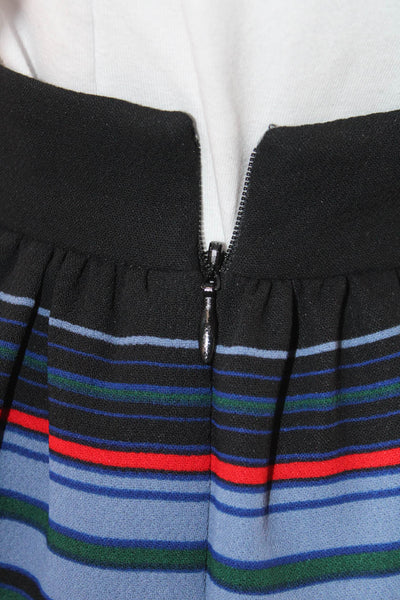 Zara Women A-Line Pleated Black Striped Polyester Skirt Knee Length Size XS