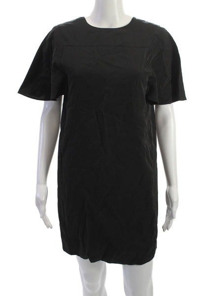 COS Womens Shift Dress Black Round Neck Short Sleeve Asymmetrical Hem Size 2