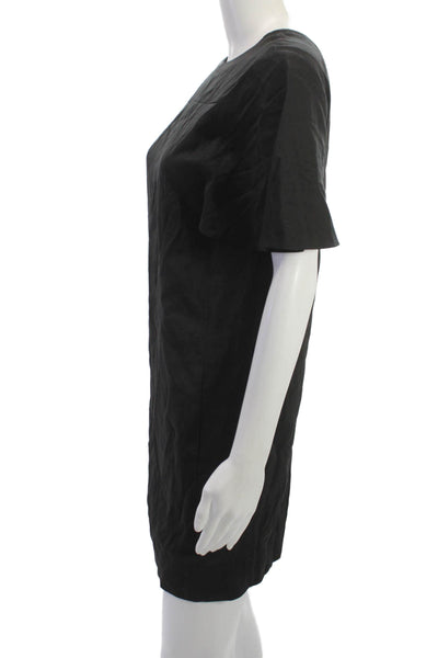 COS Womens Shift Dress Black Round Neck Short Sleeve Asymmetrical Hem Size 2