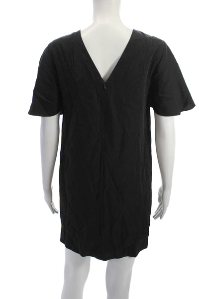 COS Womens Shift Dress Black Round Neck Short Sleeve Asymmetrical Hem Size 2