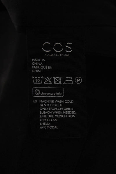 COS Womens Shift Dress Black Round Neck Short Sleeve Asymmetrical Hem Size 2