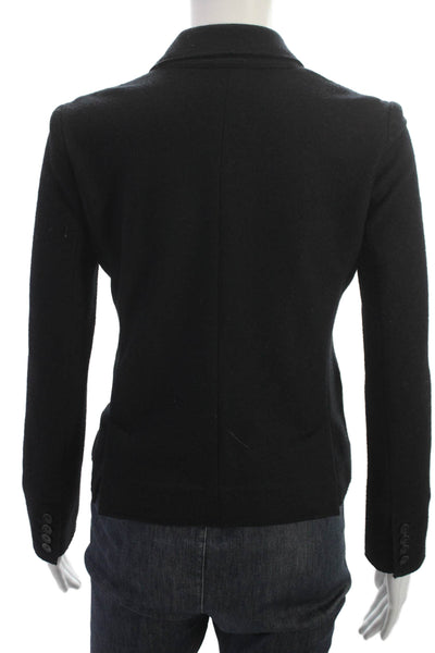 J Crew Womens Black Wool Pea Coat Collared Button Long Sleeve Size 0P