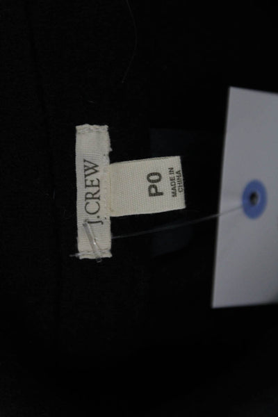 J Crew Womens Black Wool Pea Coat Collared Button Long Sleeve Size 0P