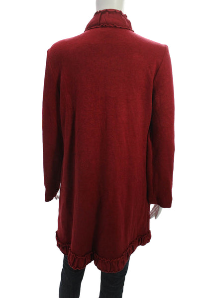 Pure Essence Womens Collared Red Coatigan Long Sleeve Solid Size XS