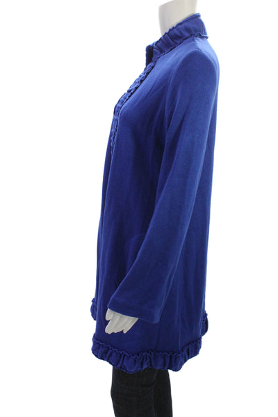Pure Essence Women Cardigan Blue Mock Neck Long Sleeve Size M