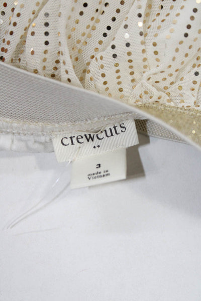 Crewcuts Childrens Girls Ruffled Trim A Line Skirt Set White Gold Size 2-3