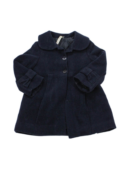 Mayoral Childrens Girls Pea Coat Navy Blue Wool Size 12 Months