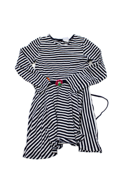 Florence Eiseman Childrens Girls Striped A Line Dress White Navy Blue Size 8