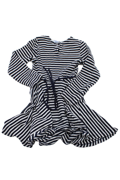 Florence Eiseman Childrens Girls Striped A Line Dress White Navy Blue Size 8