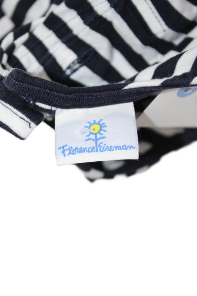 Florence Eiseman Childrens Girls Striped A Line Dress White Navy Blue Size 8