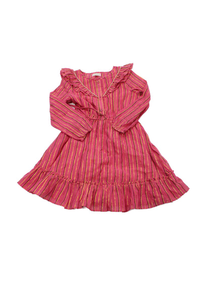 EGG New York Childrens Girls Striped A Line Dress Pink Gold Size 7