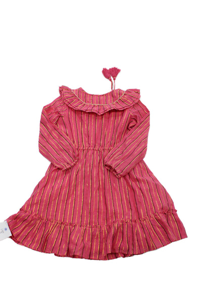 EGG New York Childrens Girls Striped A Line Dress Pink Gold Size 7